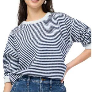 J. Crew‎ Factory Reversible Quilted Pullover Sweatshirt Blue Striped Medium